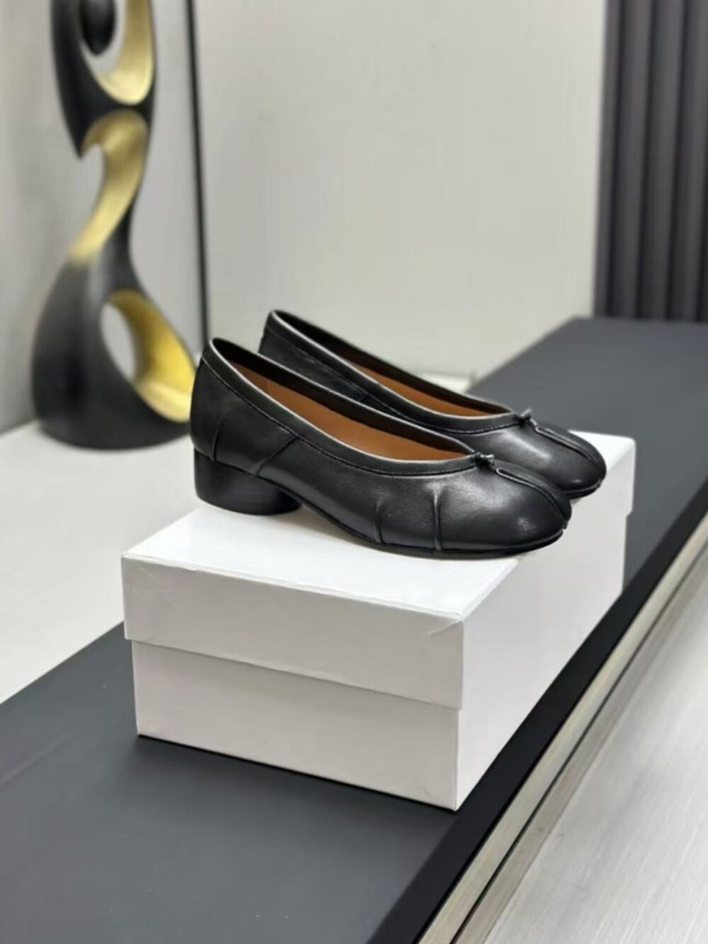 Maison Martin Margiela Black Tabi Split Toe Block Heels
